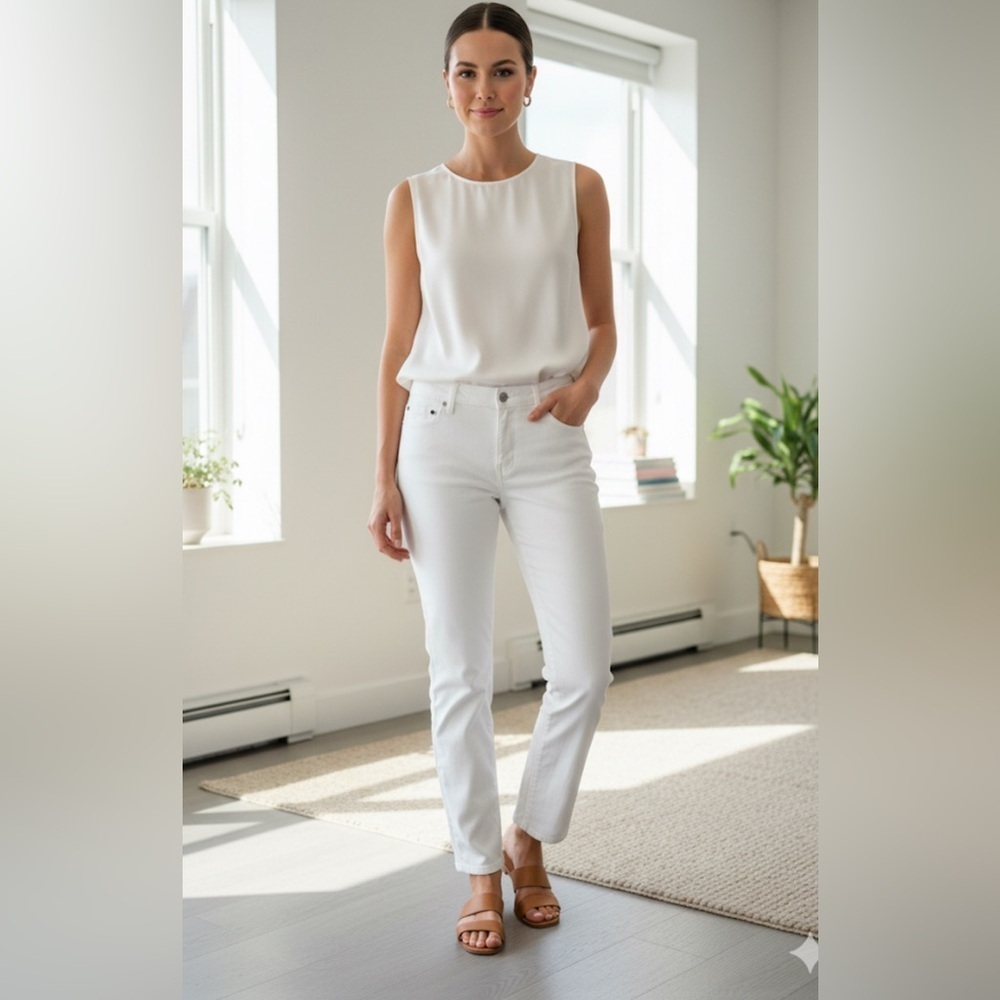 Eileen Fisher White Minimalist Jeans Size 12p
